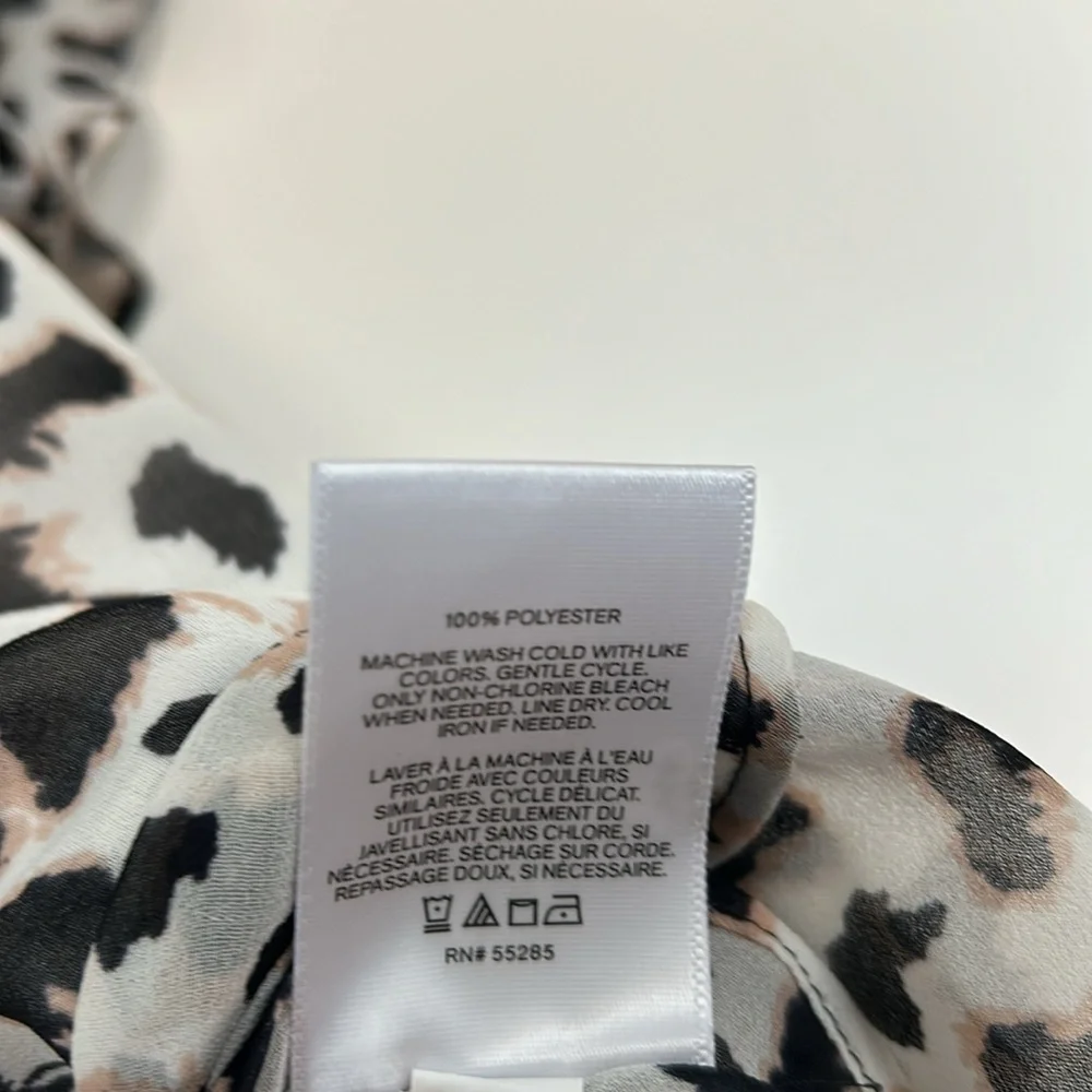 Express White Sheer leopard print blouse, Small